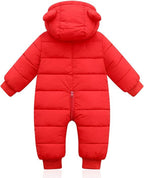 Ski overall for babies insulated with fleece and a hat