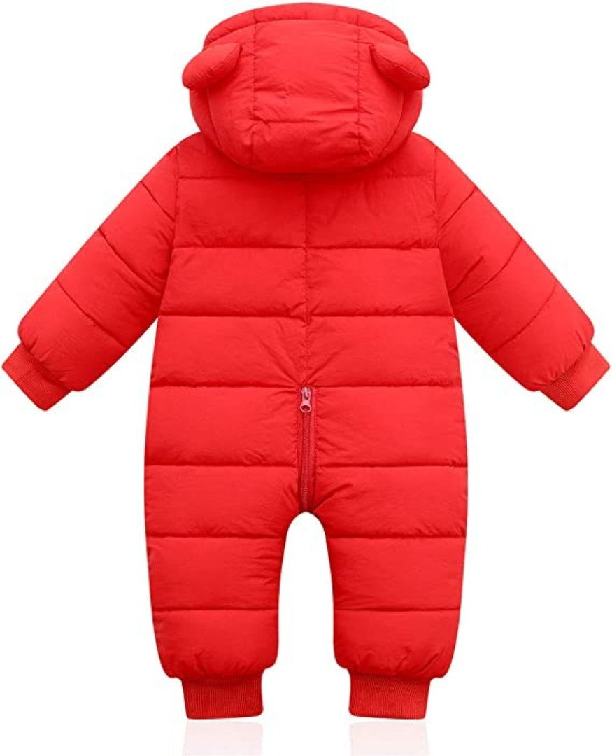 Ski overall for babies insulated with fleece and a hat