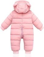 Ski overall for babies insulated with fleece and a hat
