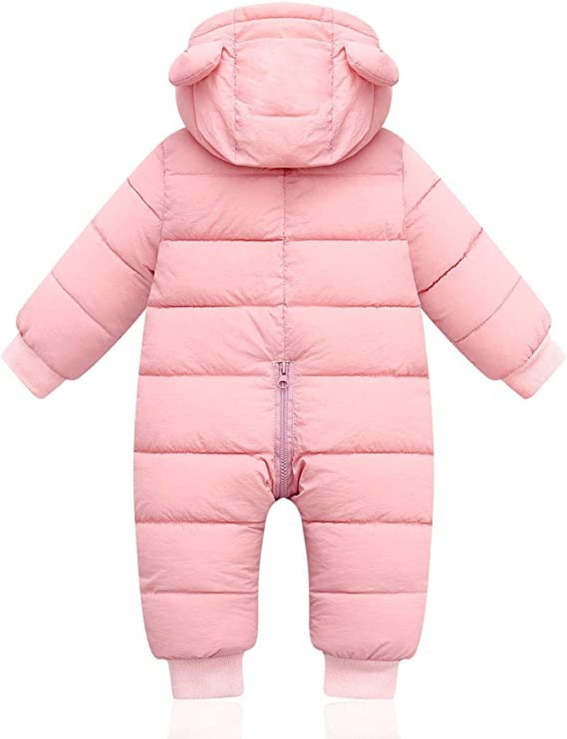Ski overall for babies insulated with fleece and a hat