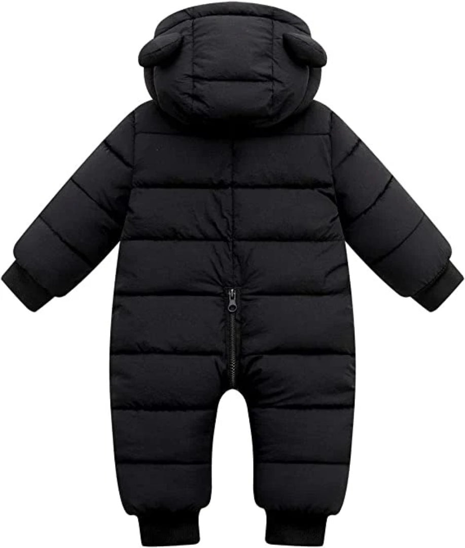 Ski overall for babies insulated with fleece and a hat