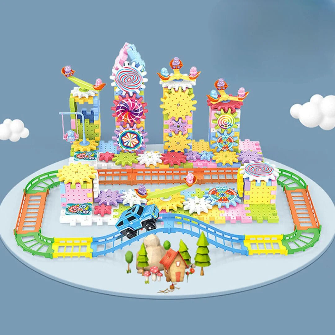 Building set with small houses for children construction toy