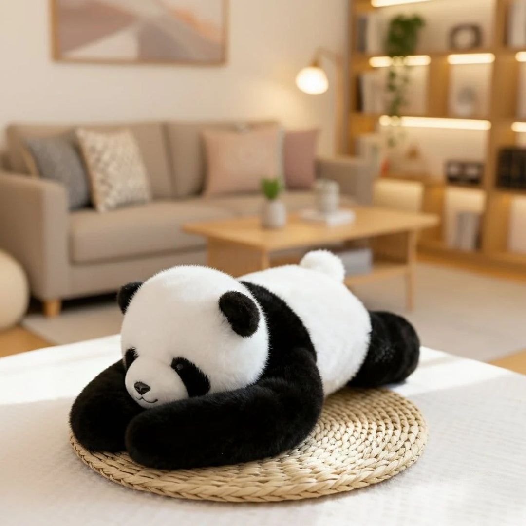 Ekstra blød krammepude i plys med faux fur overflade