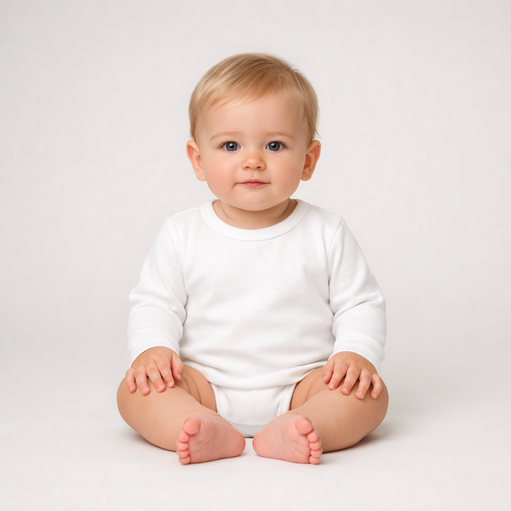 Langærmet babytrøje i bomuld