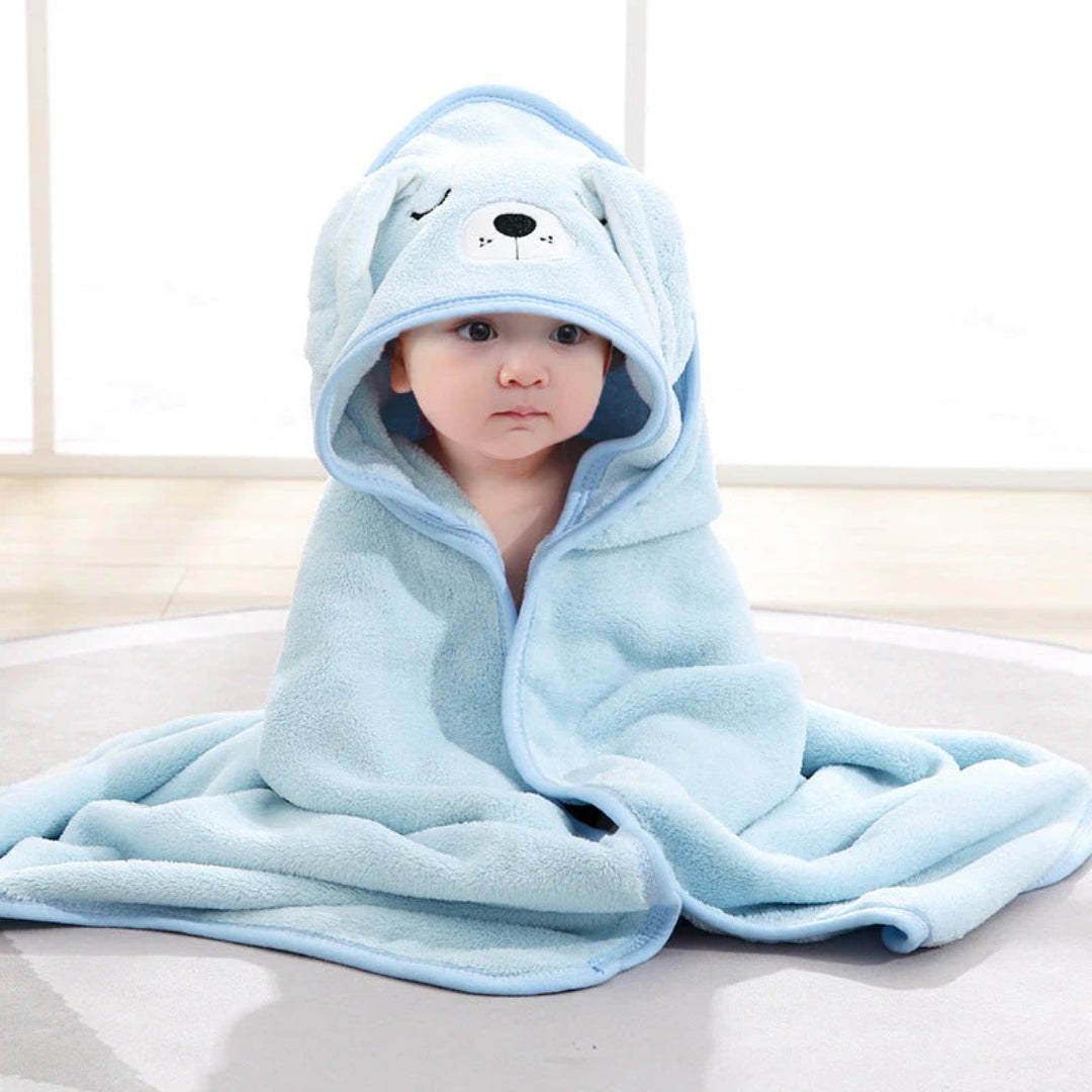 Baby bath towel in soft absorbent material
