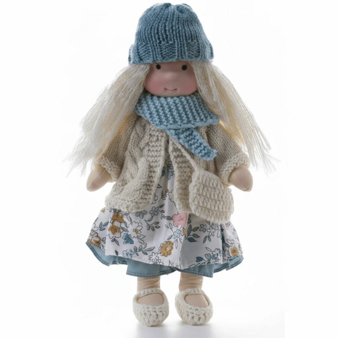 Håndlavet Waldorf dukke i bomuld til rolig og fantasifuld leg