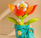 Flower bath toy with fun watering can