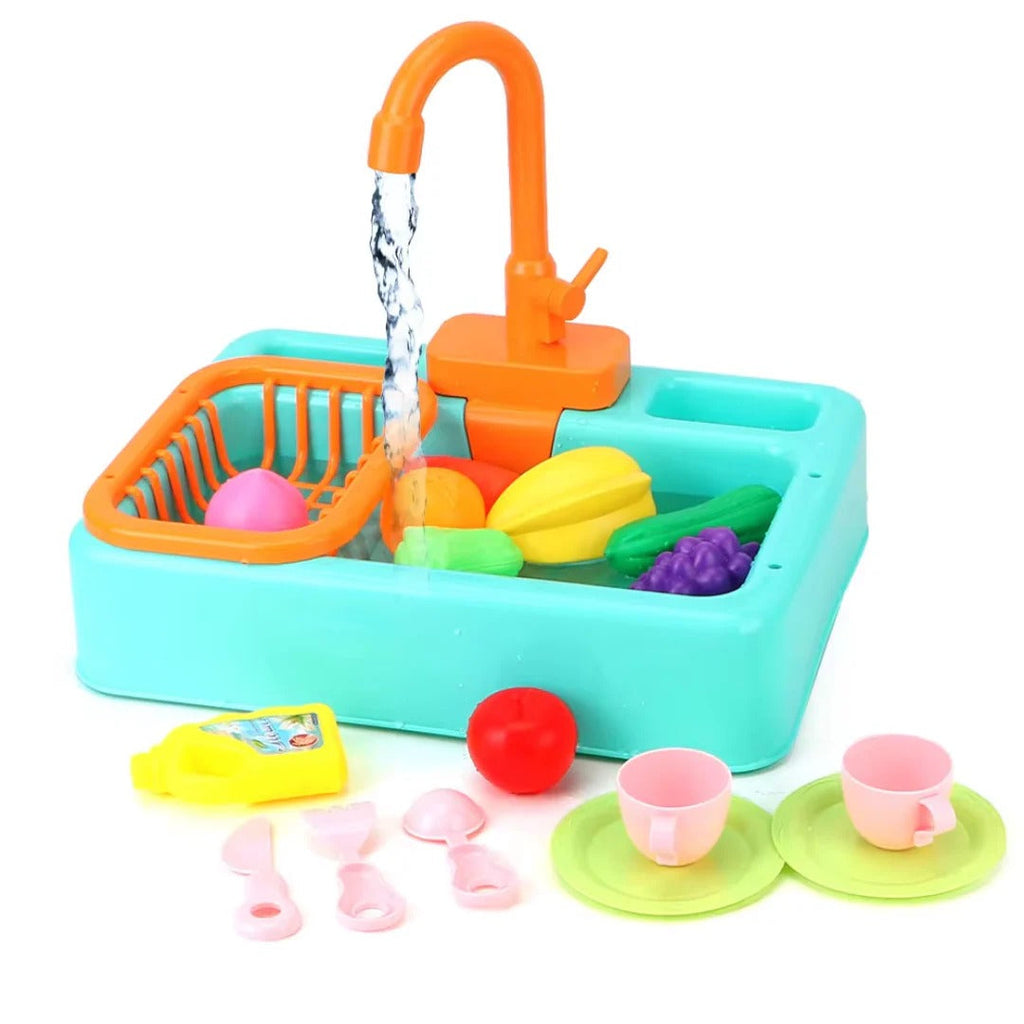 Kids toy sink with running water playset