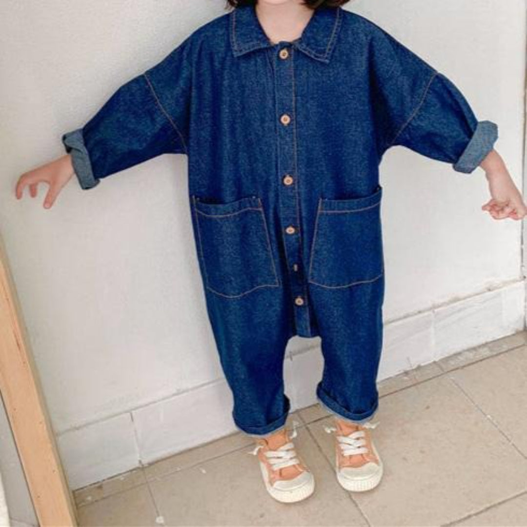 Baby denim overalls with buttons