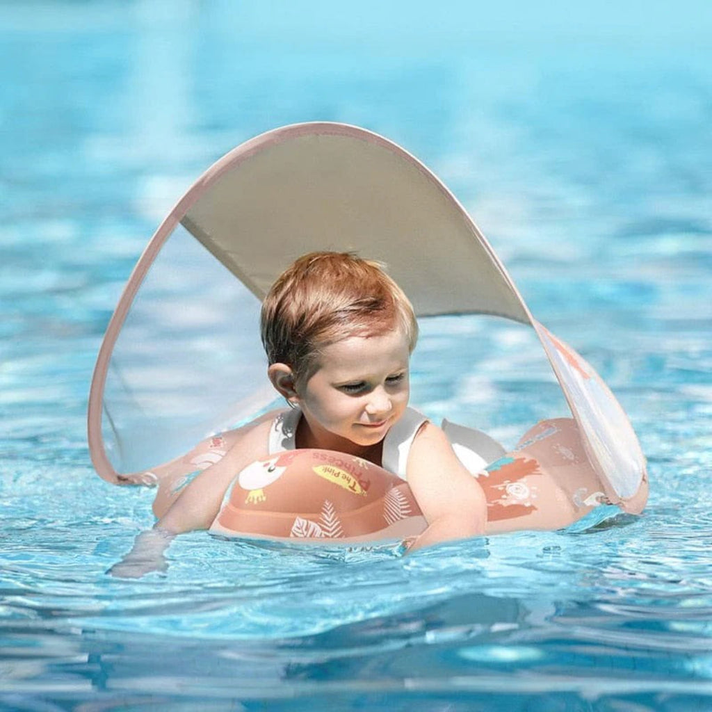 Infant swimming ring with sun canopy