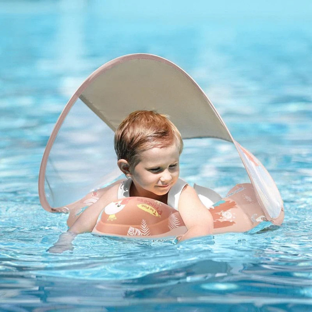 Infant swimming ring with sun canopy