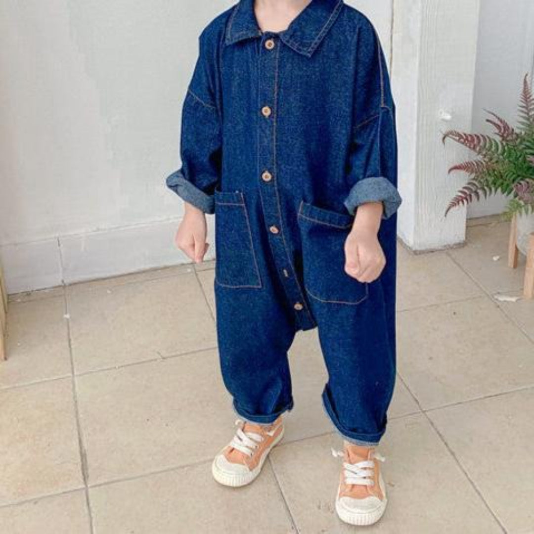 Baby denim overalls with buttons