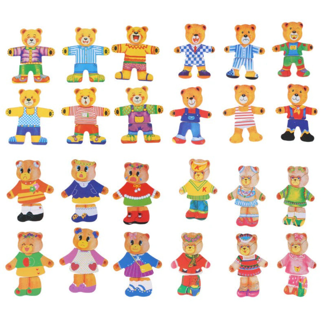 Wooden puzzle with dress-up clothes matching board
