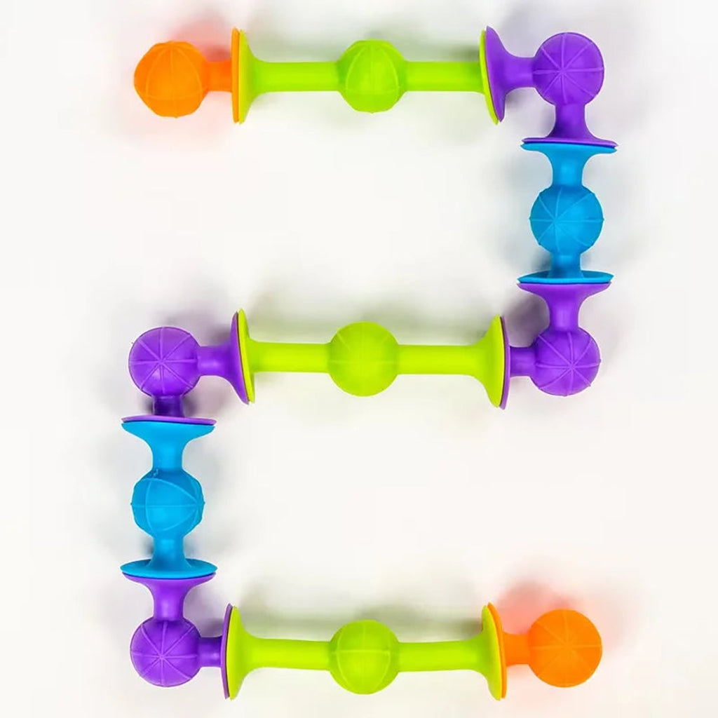 Suction cup toy for children with colorful fasteners