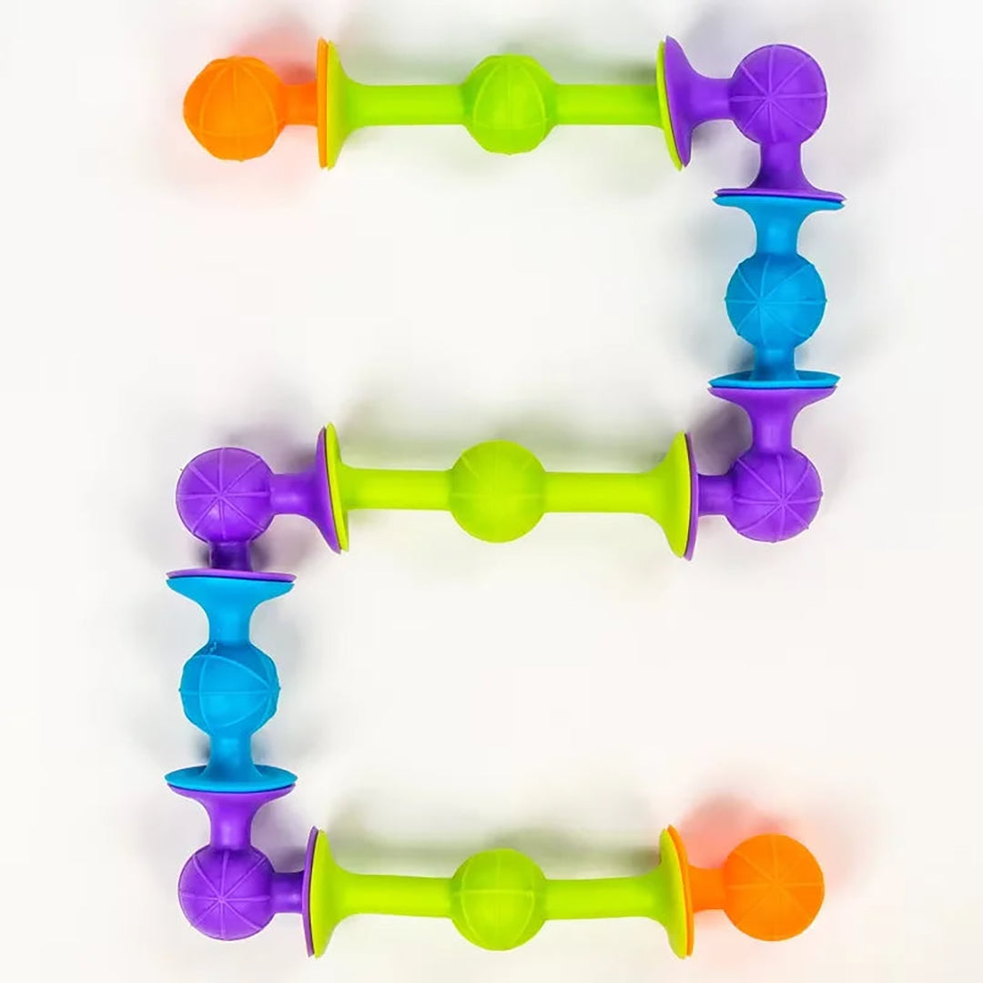 Suction cup toy for children with colorful fasteners