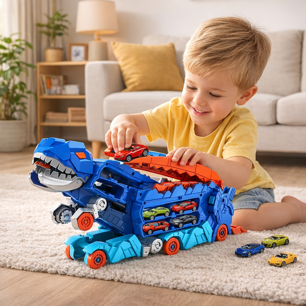 Transforming Toy Truck with Dinosaur Design
