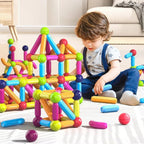 Magnetic construction set with building blocks for children