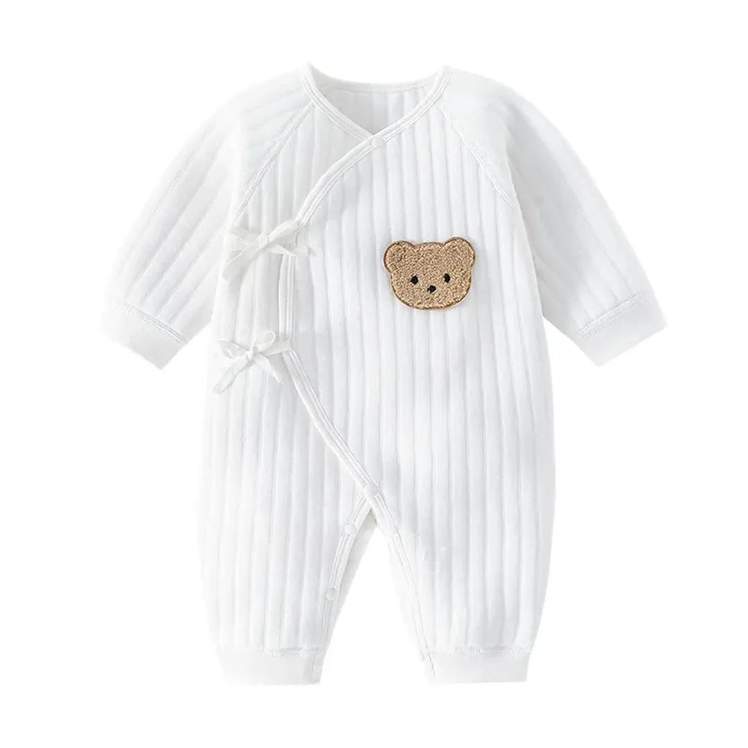 Baby bodysuit with bear and long sleeves