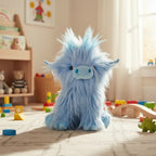 Blød Highland ko bamse i krammevenligt plys