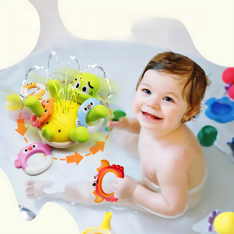 Rotating turtle sprinkler bath toy