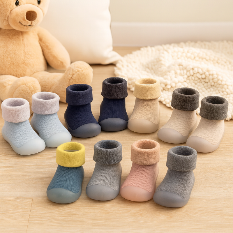 Chunky knitted baby booties for chilly days