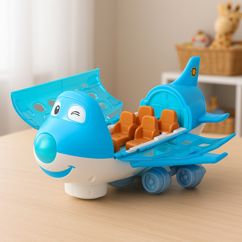 Electric airplane toy with lights and music