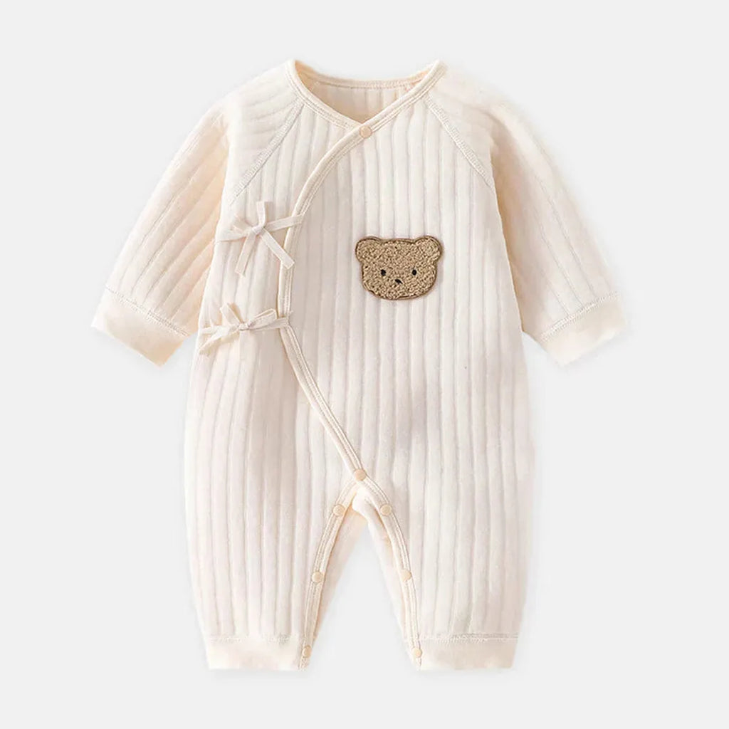 Baby bodysuit with bear and long sleeves