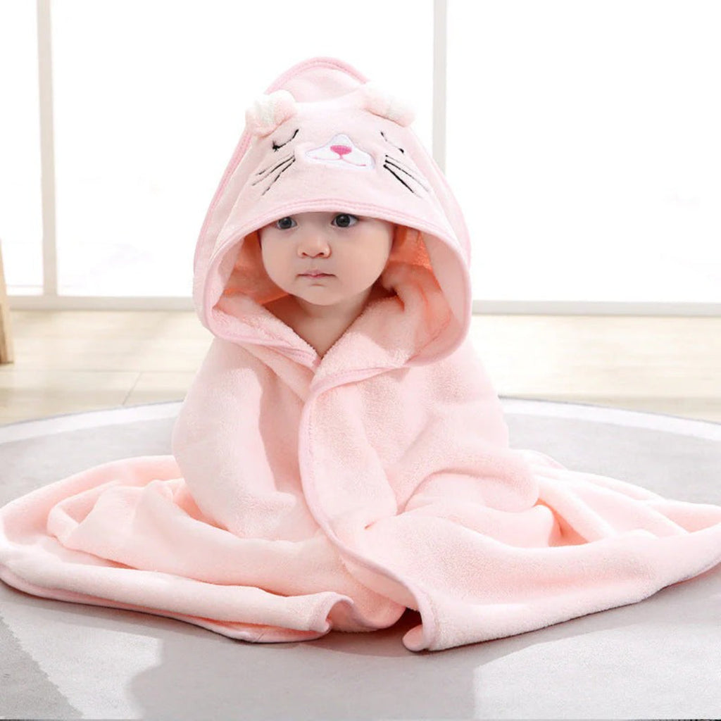 Baby bath towel in soft absorbent material