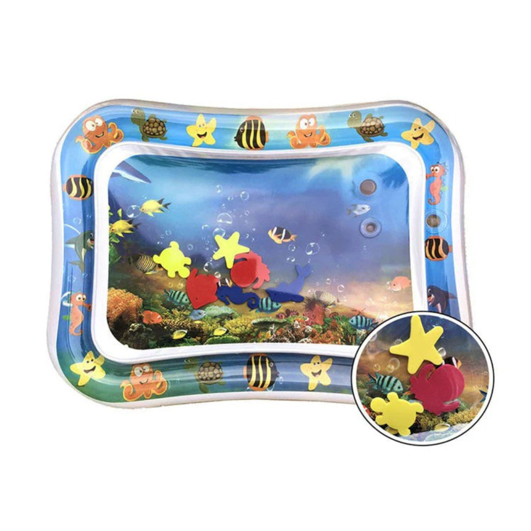 Inflatable water play mat for sensory tummy time activity