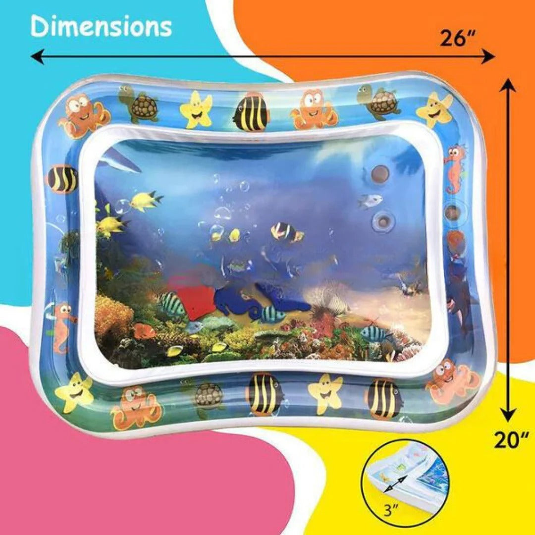 Inflatable water play mat for sensory tummy time activity