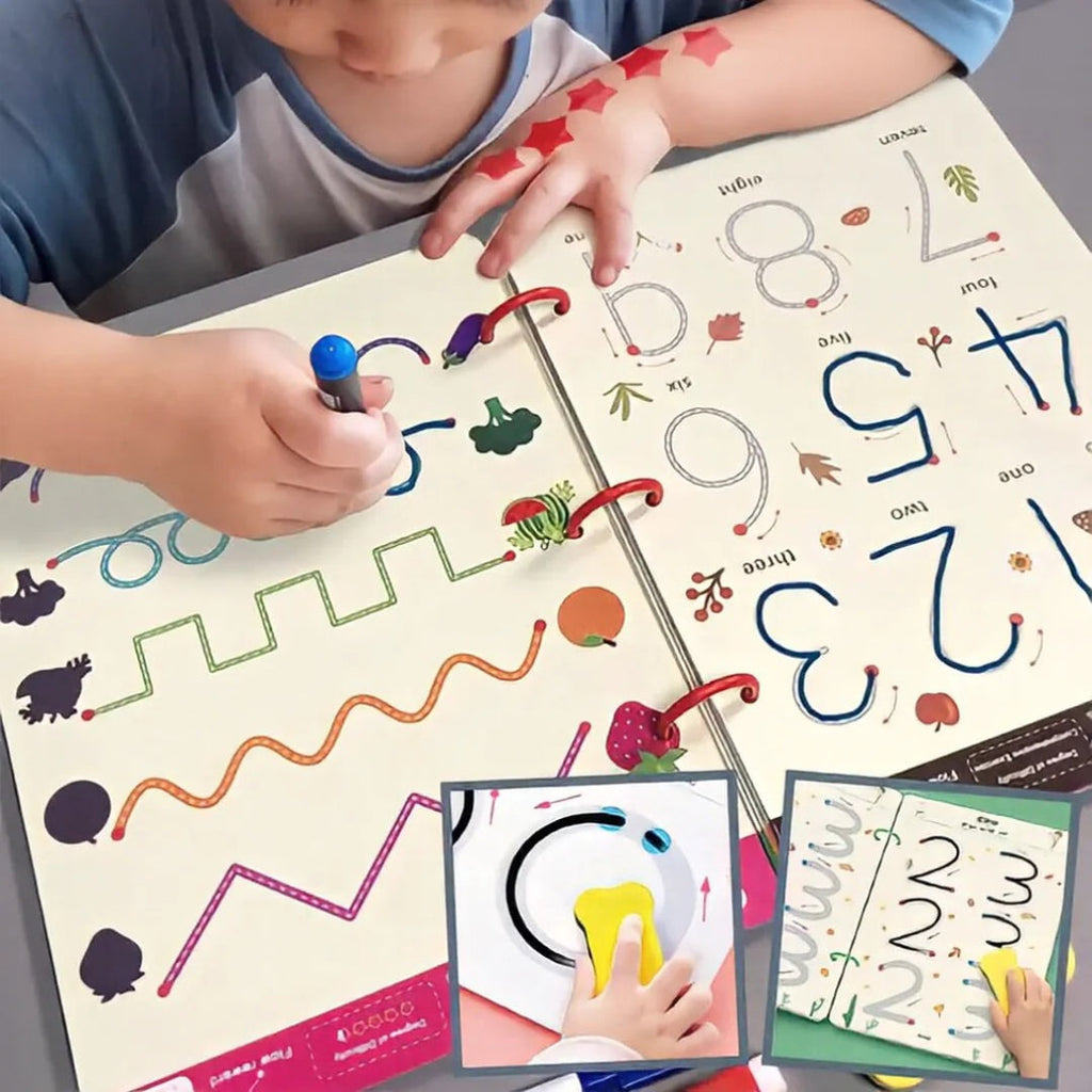 Genanvendelig notesbog som sletbart skrivehæfte til skriveøvelse