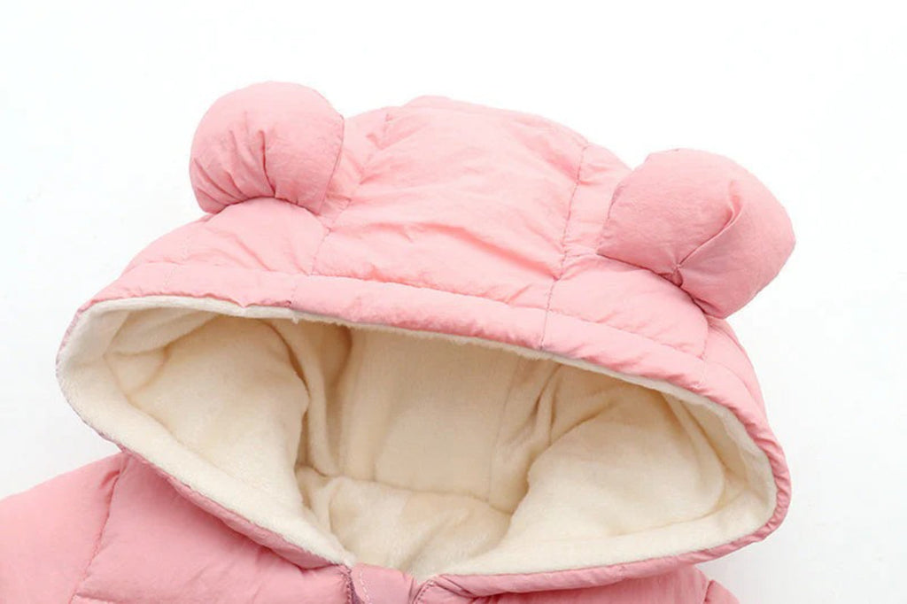 Ski overall for babies insulated with fleece and a hat