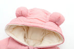 Ski overall for babies insulated with fleece and a hat