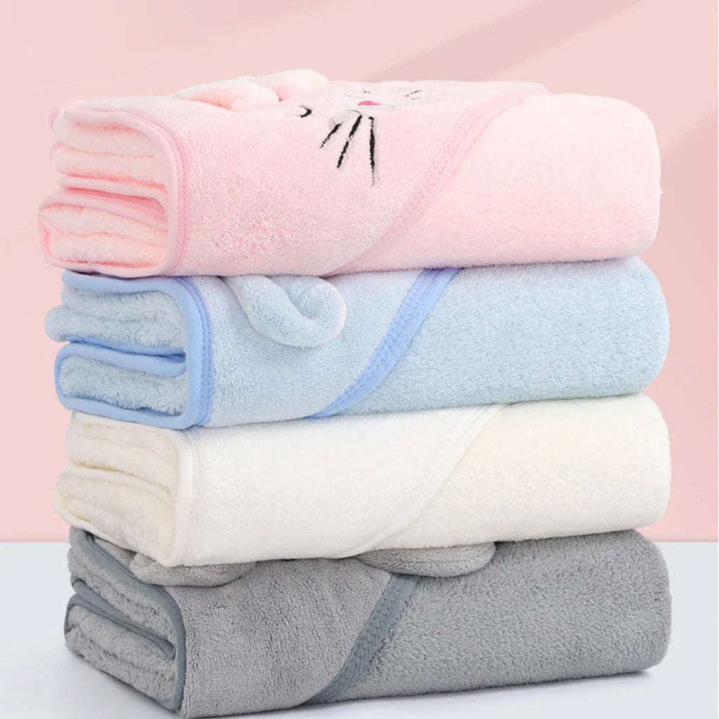 Baby bath towel in soft absorbent material