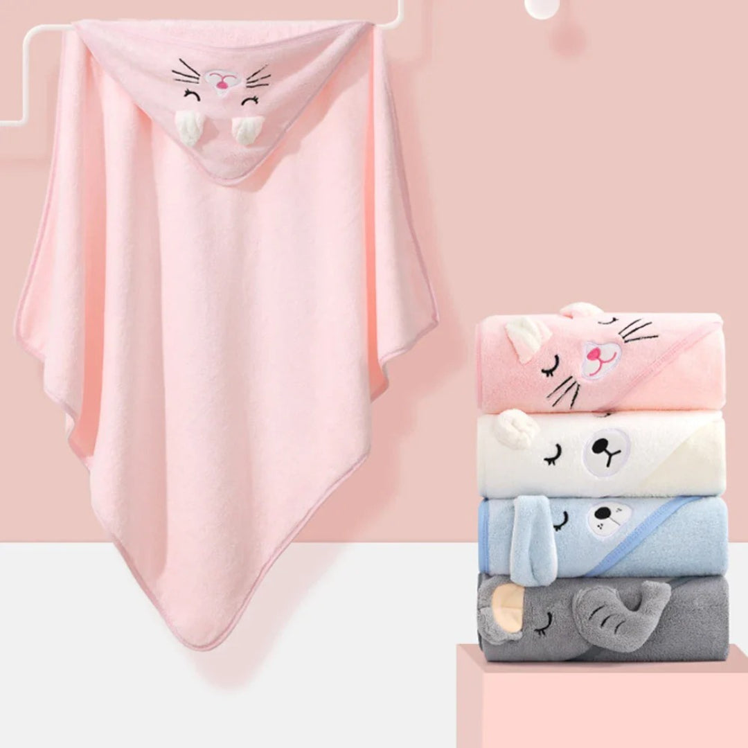 Baby bath towel in soft absorbent material