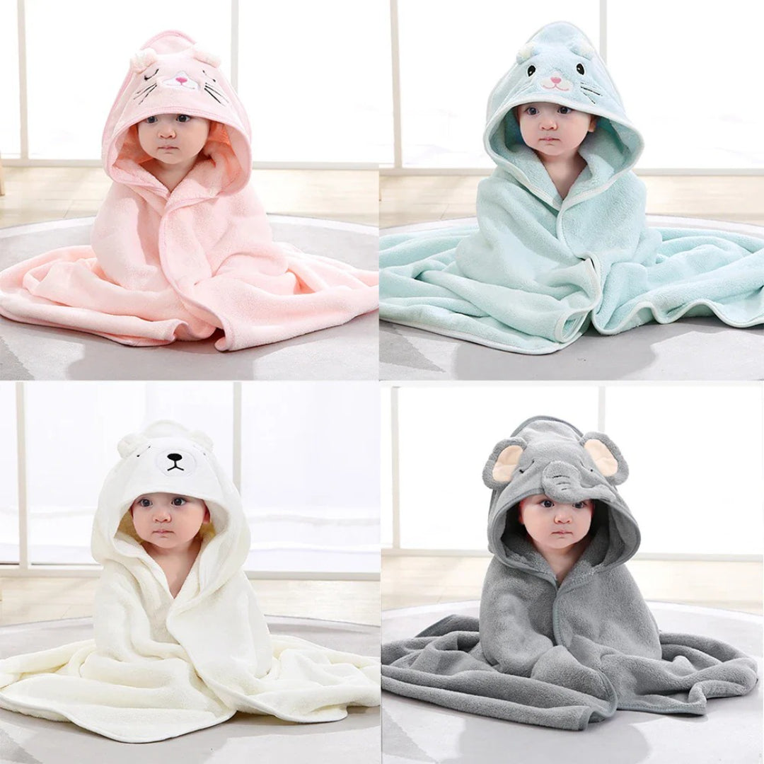 Baby bath towel in soft absorbent material