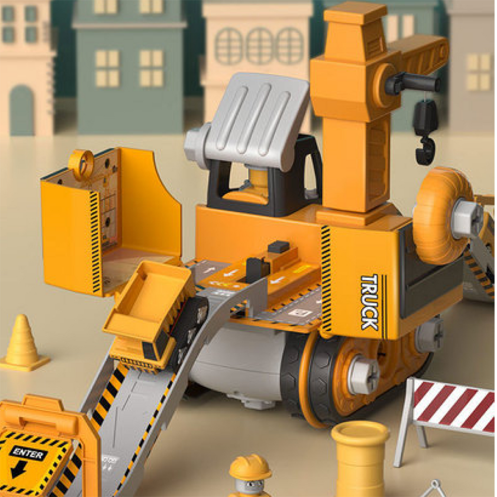 Construction set for children with truck and excavator