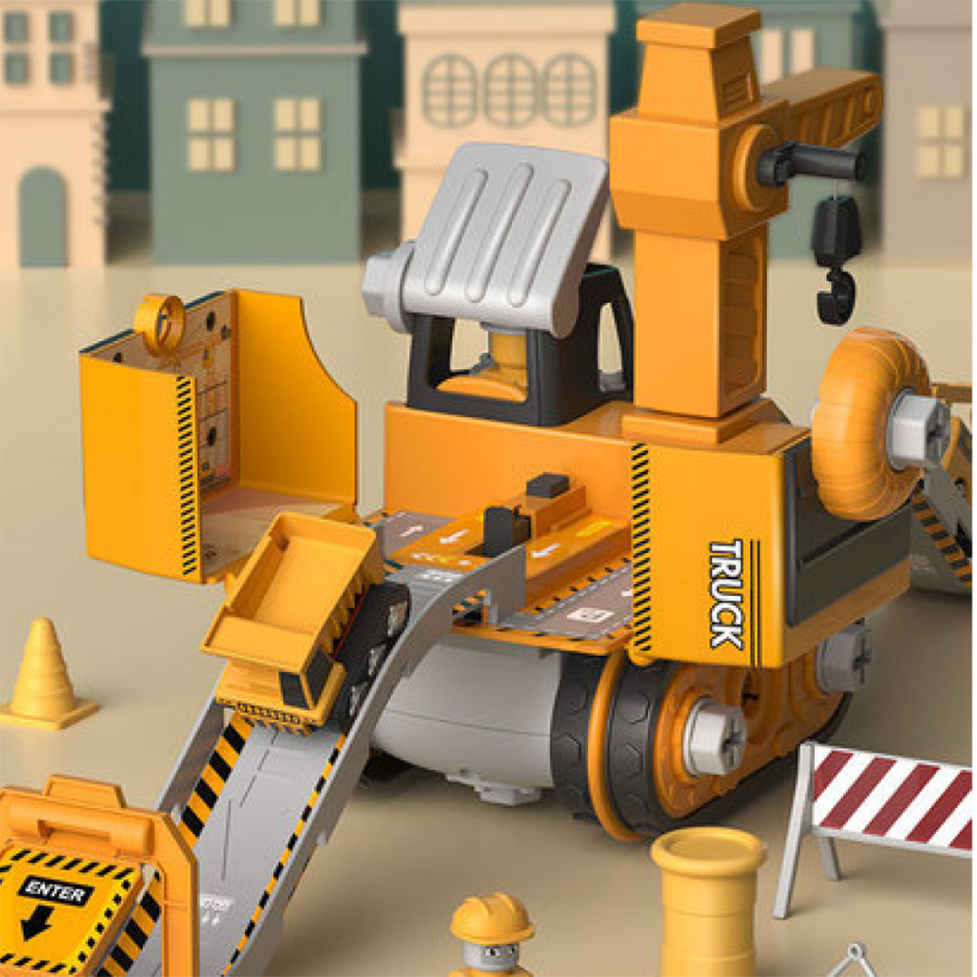 Construction set for children with truck and excavator