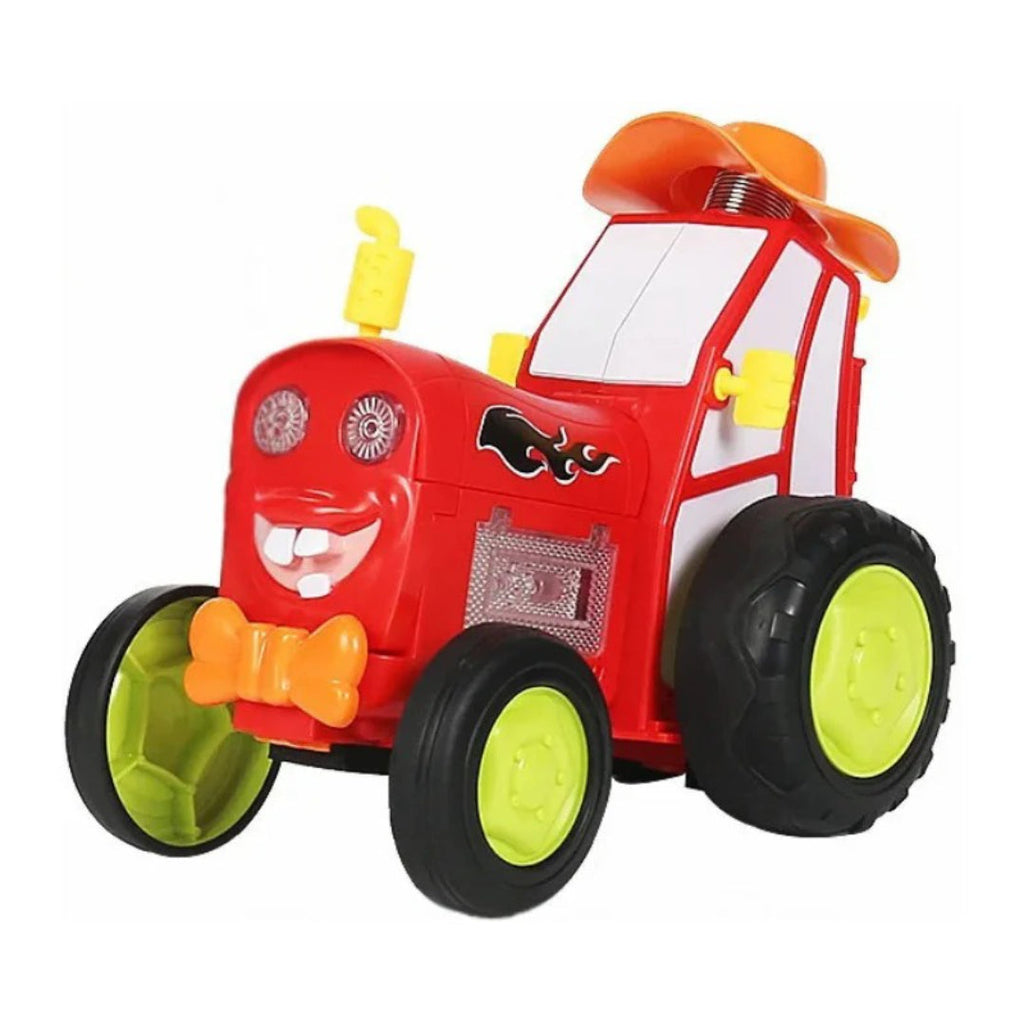Tractor toy farm vehicle in cartoon style