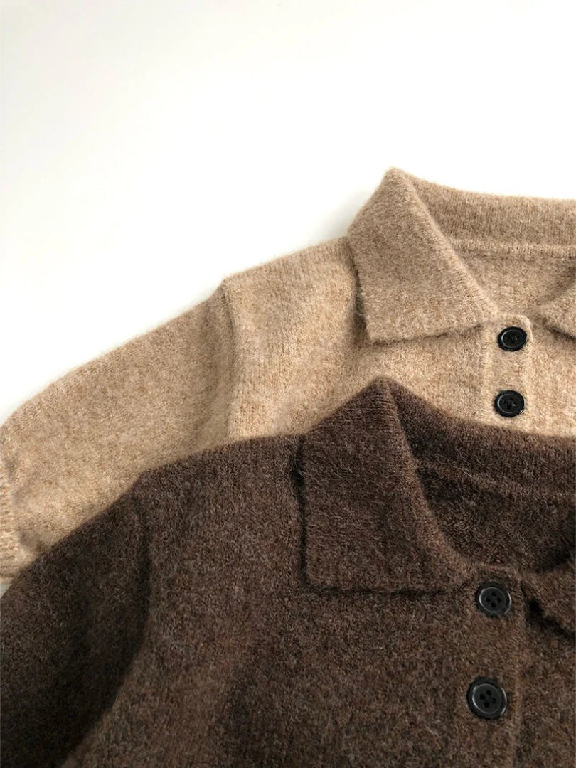 Unisex polo sweater for kids with buttons