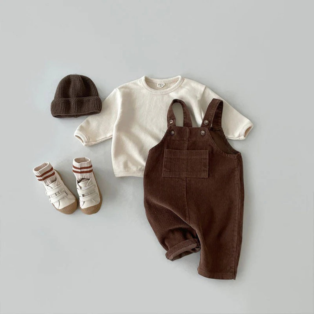 Ribbed dungarees for babies in soft cotton