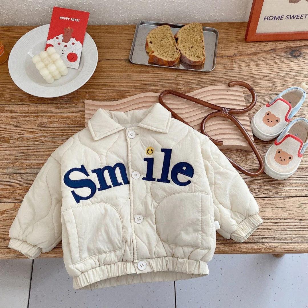 Piqué jacket for children, unisex, with button closure