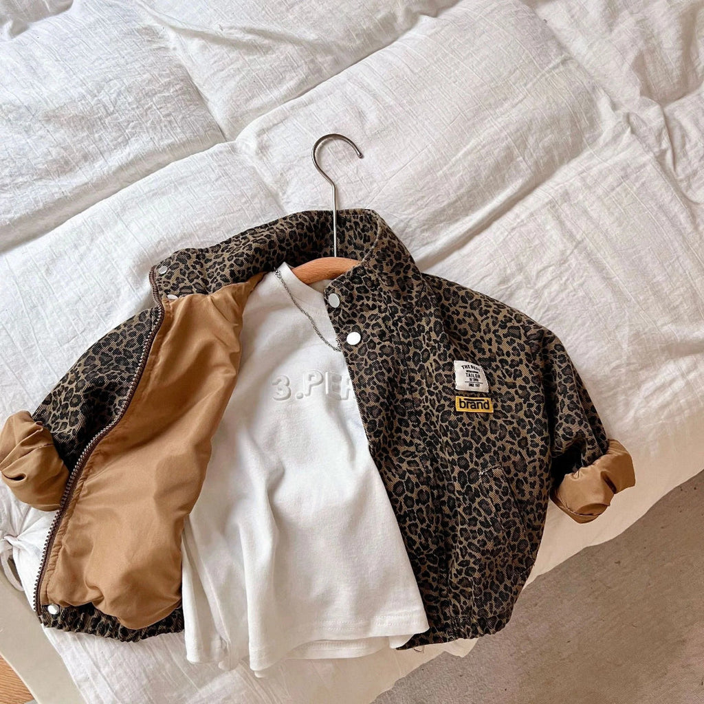 Brown cotton jacket with panther print