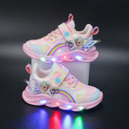 LED sneakers for children with princess print and lights