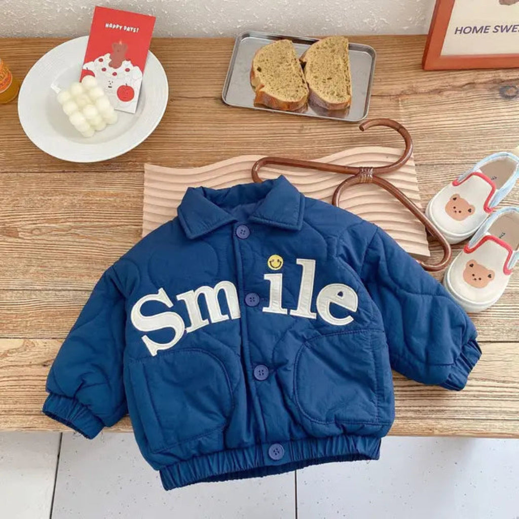 Piqué jacket for children, unisex, with button closure