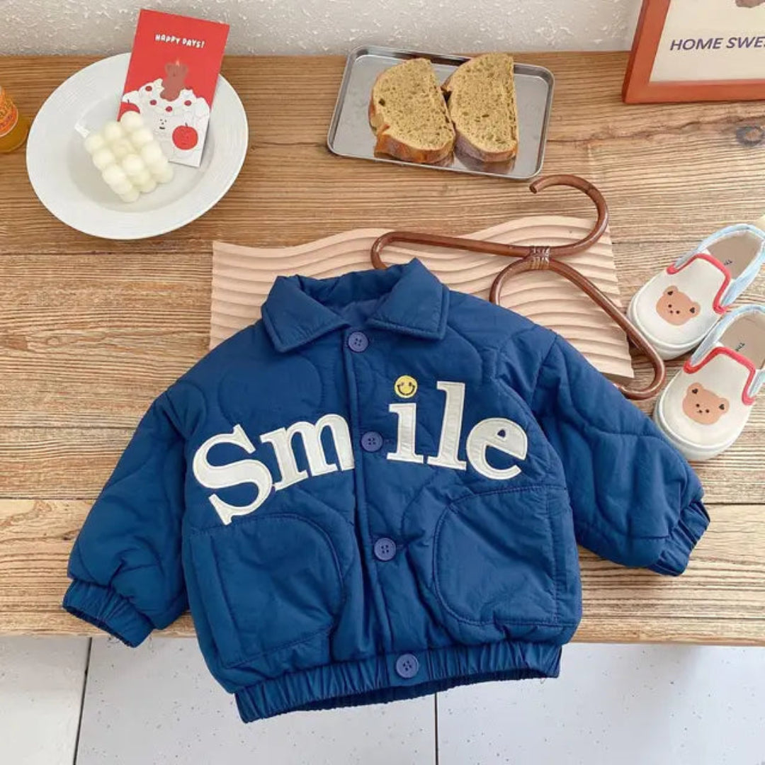 Piqué jacket for children, unisex, with button closure