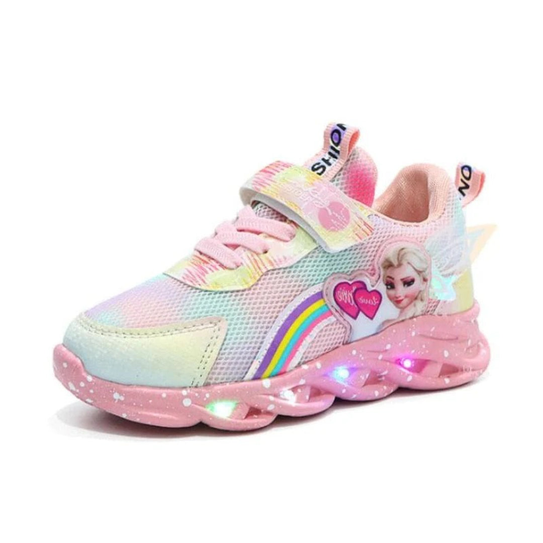 LED sneakers for children with princess print and lights