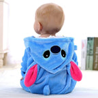 Baby fleece jumpsuit with hood and cartoon motif