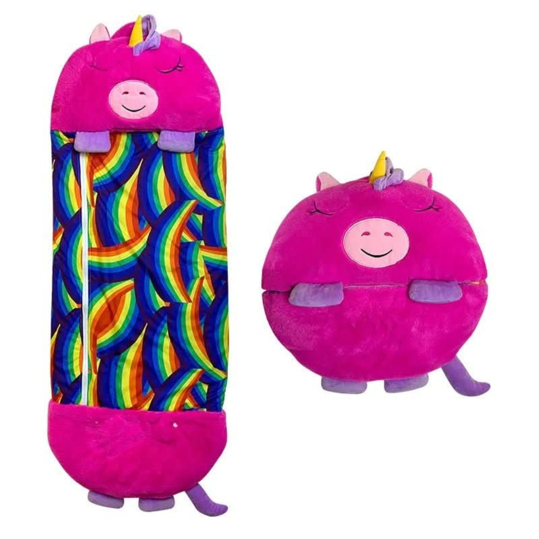 2-in-1 plush sleeping bag with cuddly toy for children