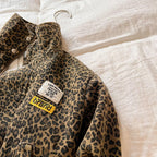 Brown cotton jacket with panther print